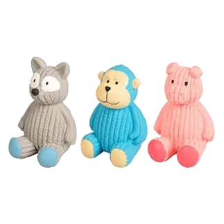 Cerdo, oso y gorila de látex para perros, pack de 3 de 12 cm
