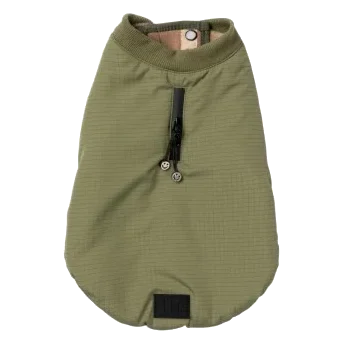 Chaqueta bomber acolchada para perros FuzzYard verde caqui