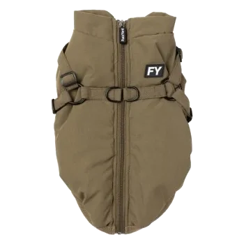 Chaqueta con arnés para perros FuzzYard Flash caqui