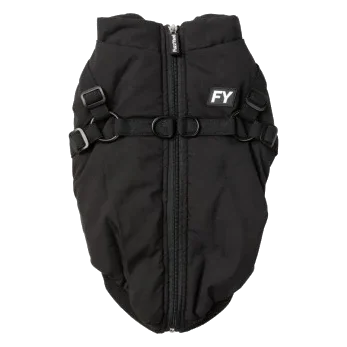 Chaqueta con arnés para perros FuzzYard Flash negro