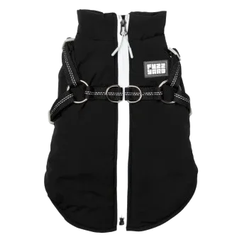 Chaqueta con arnés para perros FuzzYard Horizon negro