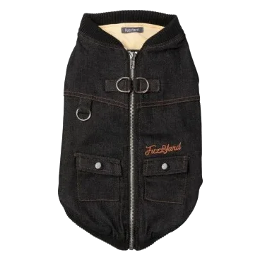 Chaqueta vaquera con arnés para perros FuzzYard Kojima negro