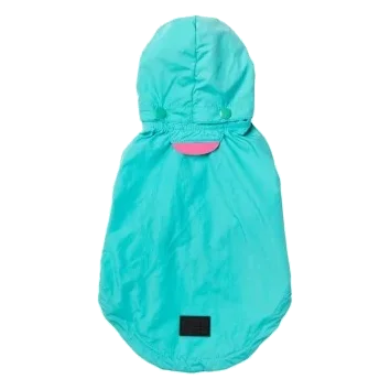 Chubasquero para perros FuzzYard Evo verde azulado con capucha