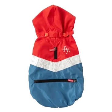 Chubasquero para perros FuzzYard The Seattle rojo/azul