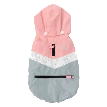 Chubasquero para perros FuzzYard The Seattle rosa/gris talla 1