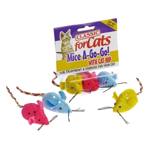 CLASSIC Big Ear Glitter Mice 3pcs para gatos