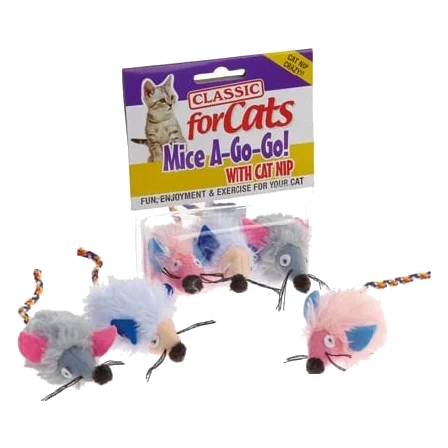 CLASSIC Wide Eye Shaggy Mice 3pcs para gatos