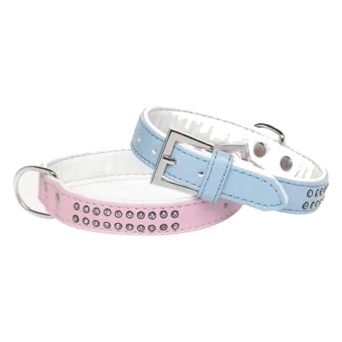 Collar de diamantes de dos filas para perros, tallas T1 y T2
