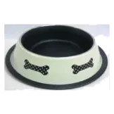 Comedero antideslizante de acero Deluxe Hueso para perros