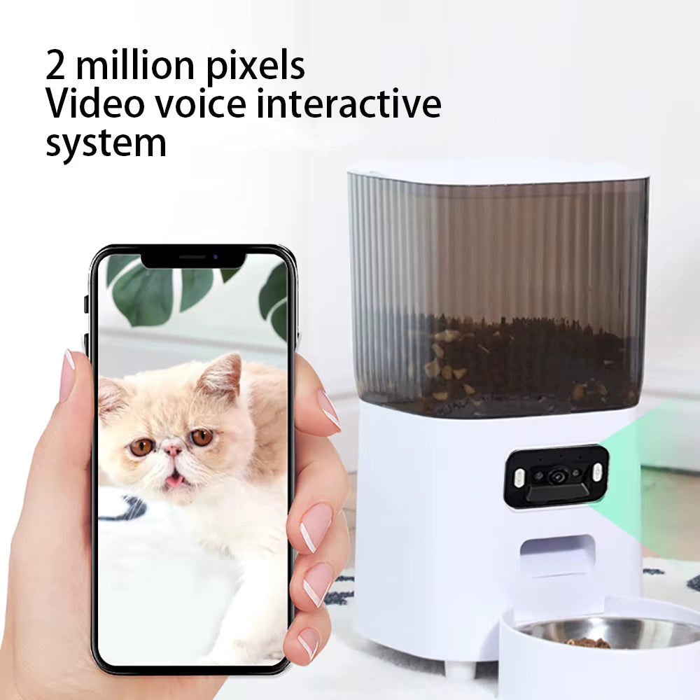 Comedero automático WiFi para gatos y perros, con cámara opcional, vista de detalle 1