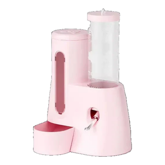 Comedero y bebedero 2 en 1 para hámster rosa
