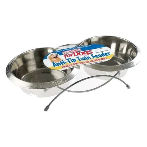 Comedero doble con soporte Classic Anti-Tip para perros