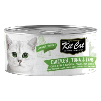 Comida húmeda gatos Kit Cat Toppers pollo, atún y cordero 80 g