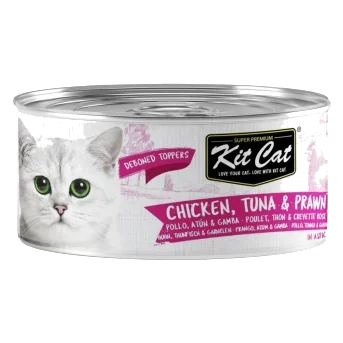 Comida húmeda gatos Kit Cat Toppers pollo, atún y gamba 80 g