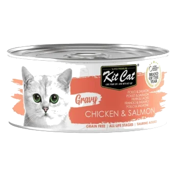 Comida húmeda para gatos Kit Cat Gravy pollo y salmón 70 g