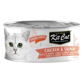 Comida húmeda para gatos Kit Cat Toppers pollo y salmón 80 g