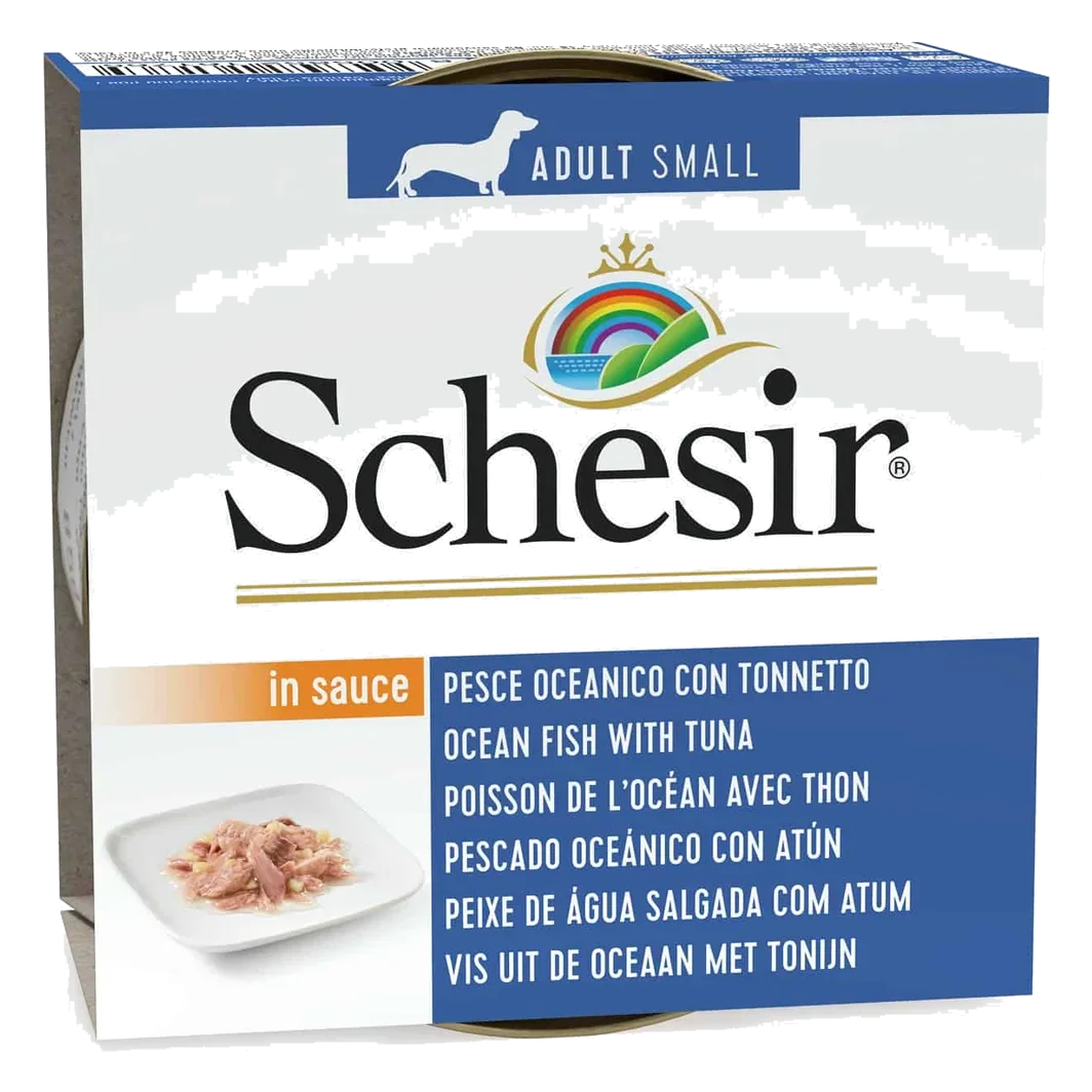 Comida húmeda Schesir caballa y atún en salsa 85 g para perros adultos