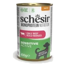 Comida húmeda Schesir Monoprotein Active buey lata 400 g para perros adultos