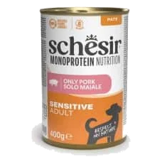 Comida húmeda Schesir Monoprotein cerdo lata 400 g para perros adultos