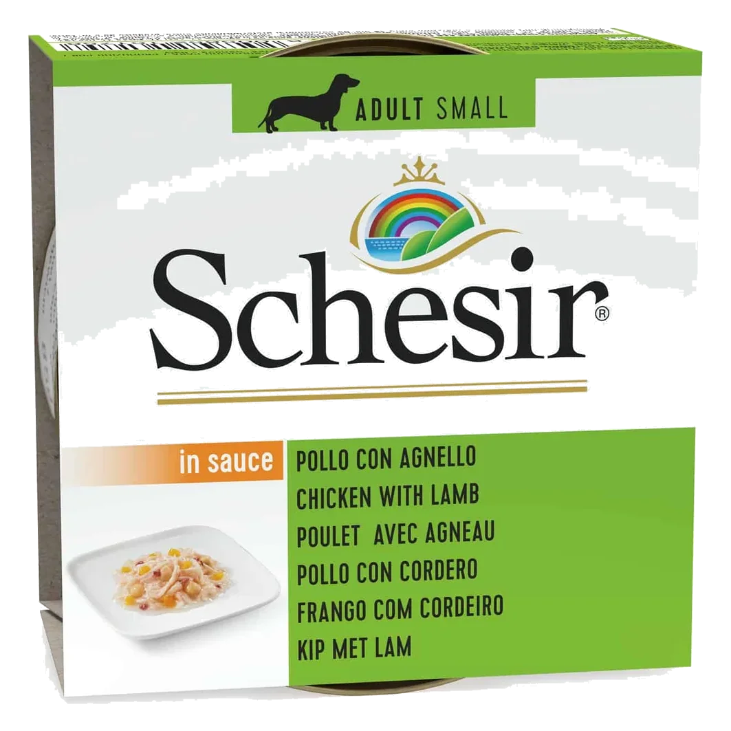 Comida húmeda Schesir pollo con cordero lata 85 g para perros adultos