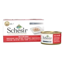 Comida húmeda Schesir pollo y buey pack 4 × 85 g para perros adultos