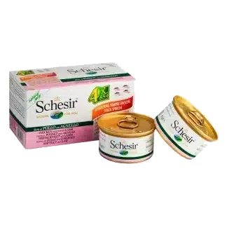 Comida húmeda Schesir pollo y cordero pack 4 × 85 g para perros adultos