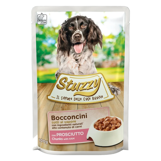 Comida húmeda Stuzzy jamón para perros adultos, sobre de 100 g