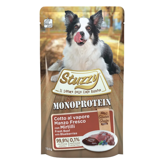 Comida húmeda Stuzzy Monoprotein buey y arándanos para perros, 150 g