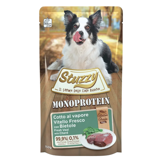 Comida húmeda Stuzzy Monoprotein ternera y acelgas para perros adultos, 150 g