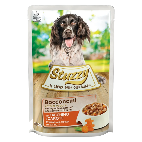 Comida húmeda Stuzzy pavo y zanahorias para perros adultos, sobre de 100 g