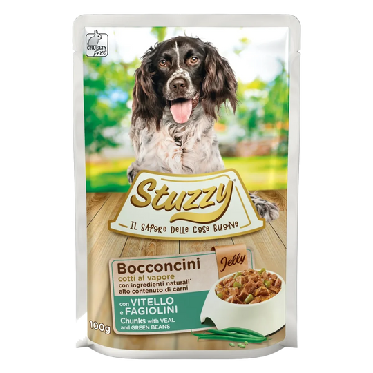 Comida húmeda Stuzzy ternera y judías verdes para perros, sobre 100 g
