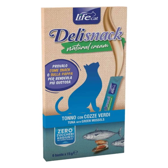 Crema life cat atún con mejillones 6x15 gr para gatos