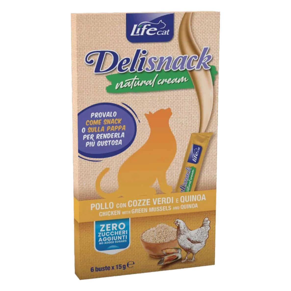 Crema life cat pollo con quinoa 6x15 gr para gatos