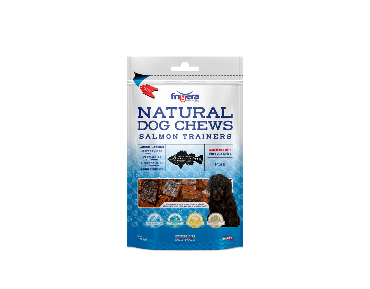 Cubos de salmón deshidratado para perros