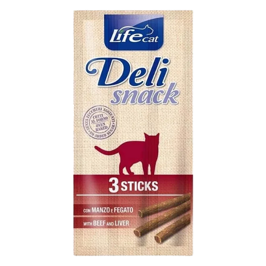 Deli Snack Life Cat Sticks de Buey con Hígado 3 × 5 g para gatos