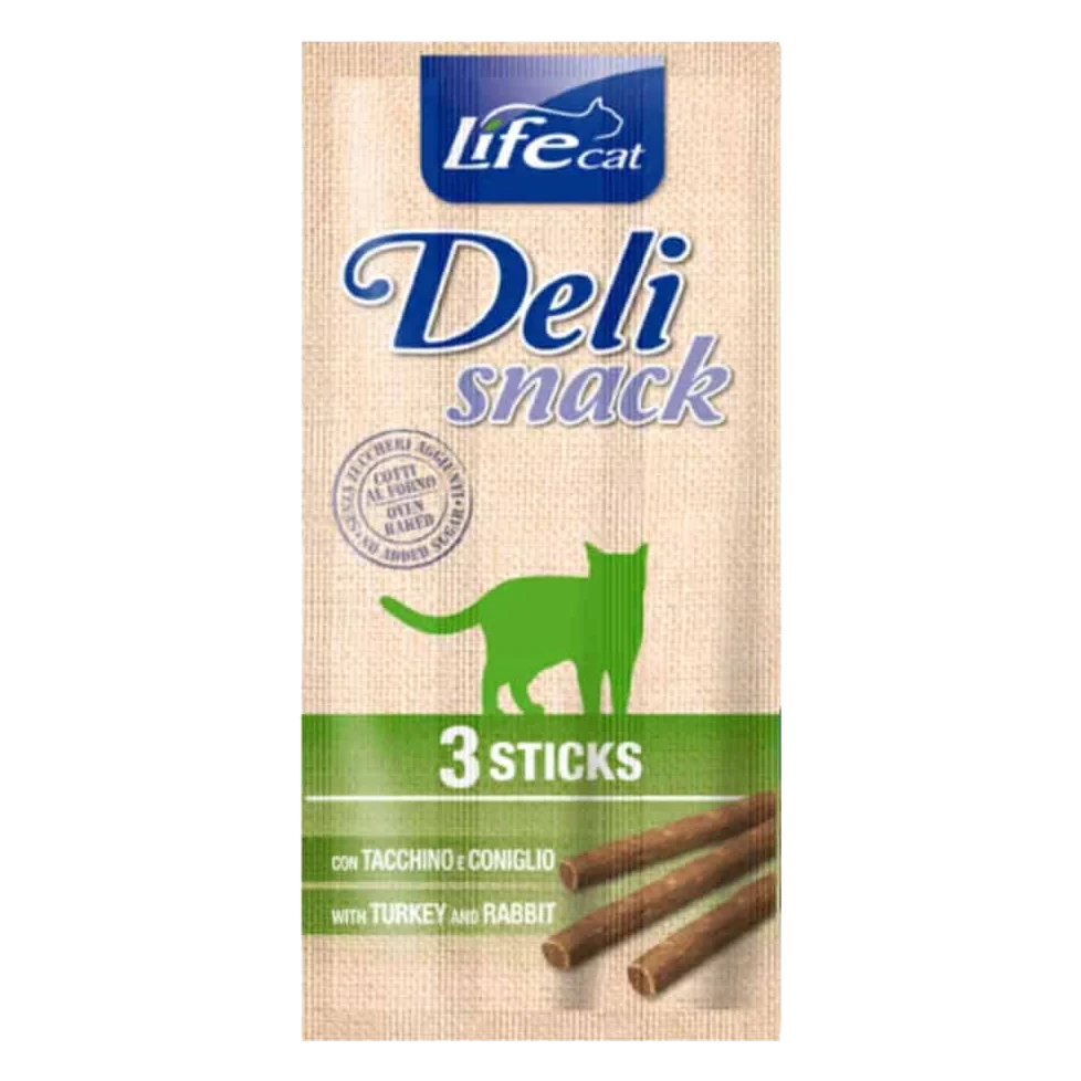 Deli snack life cat sticks pavo/conejo 3x5 gr