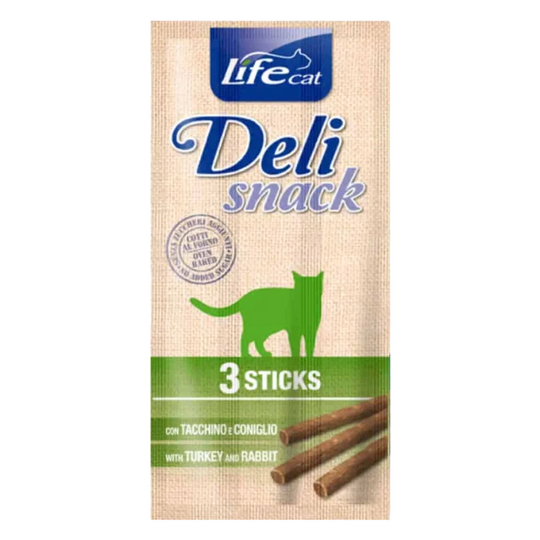 Deli snack life cat sticks pavo/conejo 3x5 gr