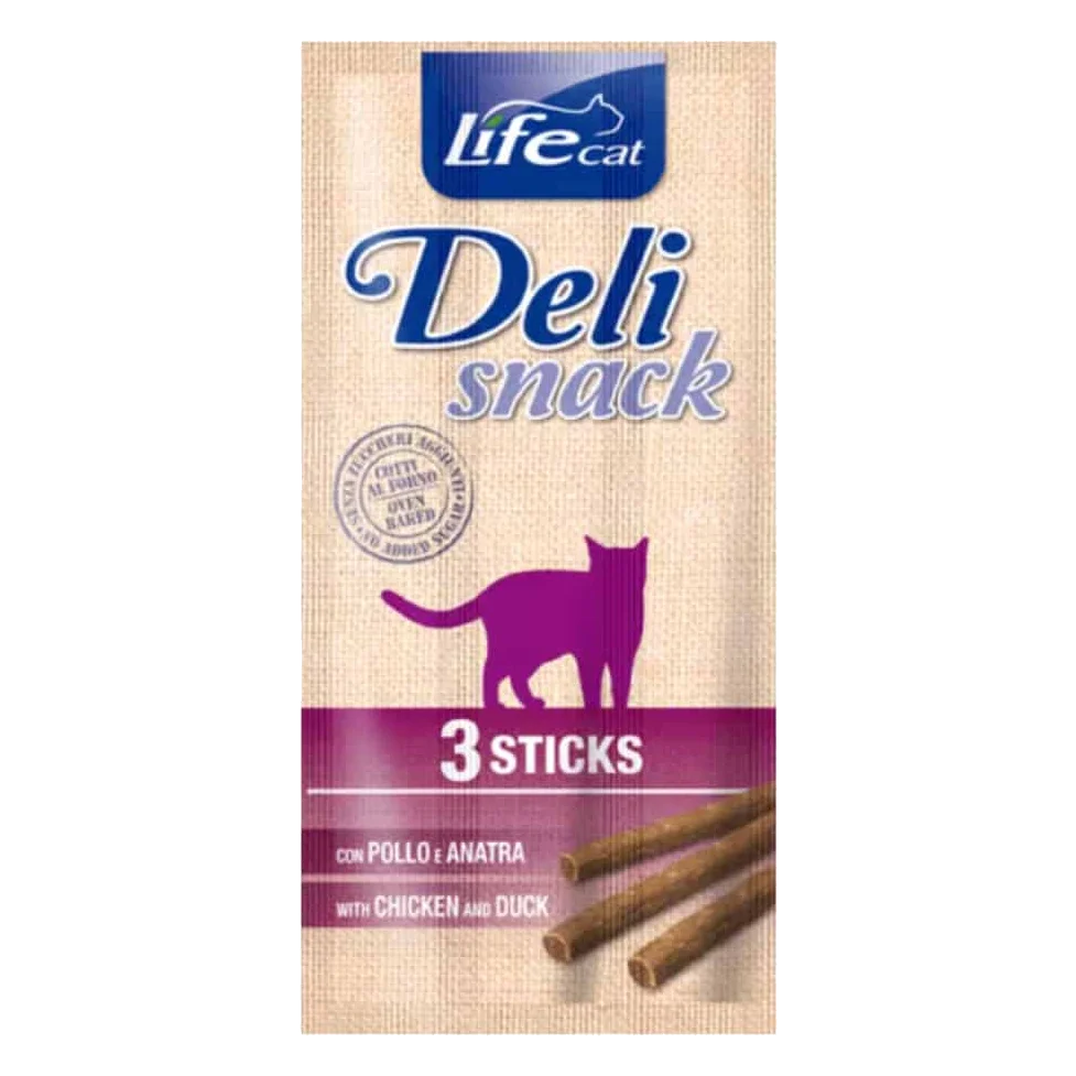 Deli snack life cat sticks pollo/pato 3x5 gr para gatos