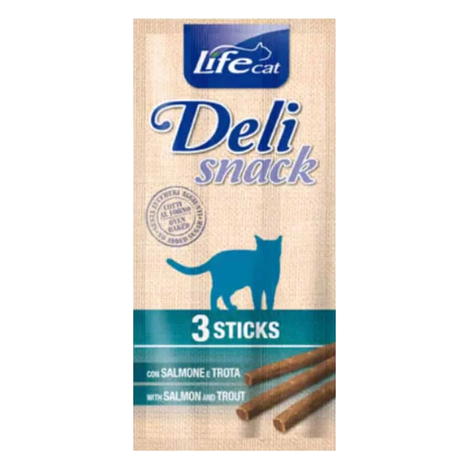 Deli snack life cat sticks salmon trucha 3x5 gr para gatos