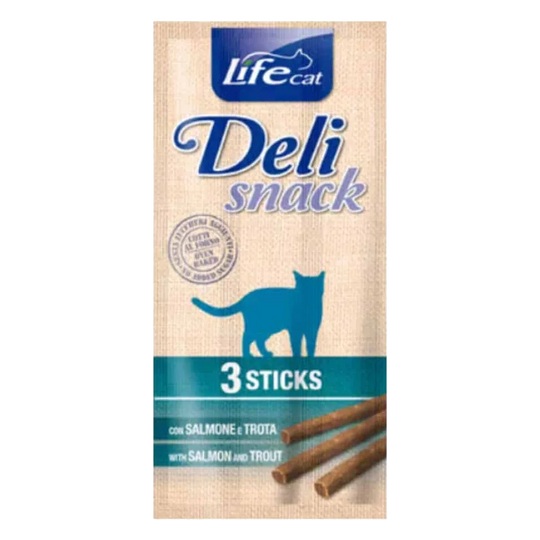 Deli snack life cat sticks salmon trucha 3x5 gr para gatos