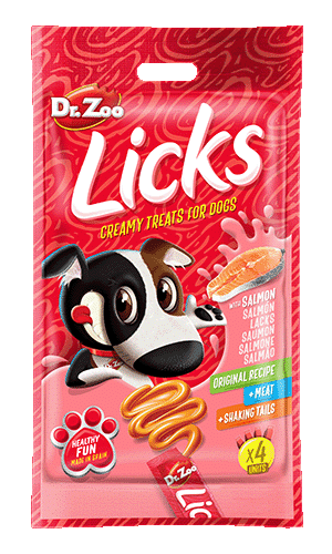 Dr. Zoo Licks de salmón para perros, paquete de 4 sobres de 15 g