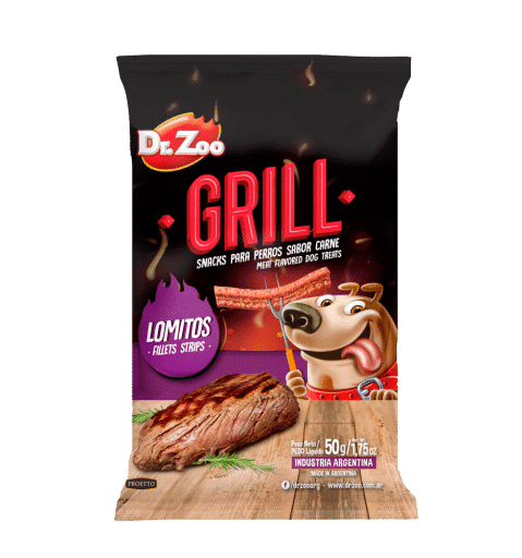 Bolsa de Dr. Zoo Grill Lomitos para perros, sabor carne, 50 g