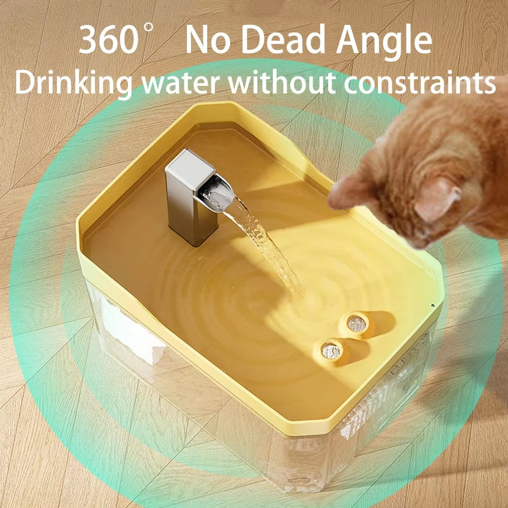 Fuente de agua transparente de 1,5 L con filtro para gatos, USB, vista de detalle 3