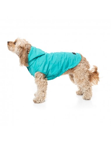 Chubasquero para perros FuzzYard Evo verde azulado con capucha