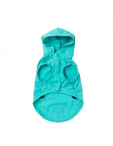 Chubasquero para perros FuzzYard Evo verde azulado con capucha