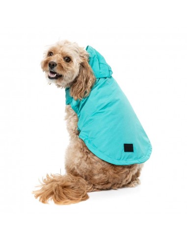 Chubasquero para perros FuzzYard Evo verde azulado con capucha