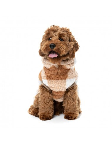 Jersey para perros FuzzYard Checkered Teddy tostado