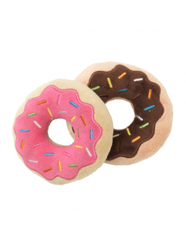 Peluches para perros FuzzYard donuts, pack de 2 con chirriador