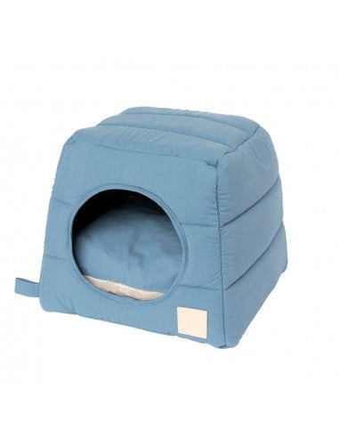 Cama cueva para gatos de algodón FuzzYard Life French Blue