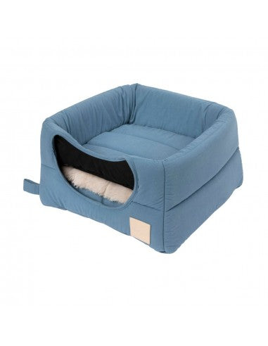 Cama cueva para gatos de algodón FuzzYard Life French Blue
